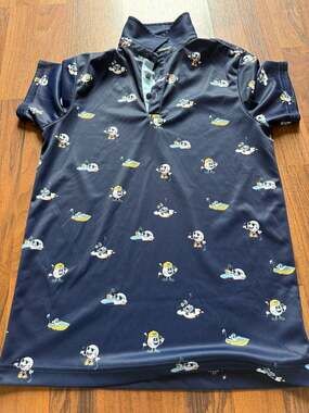 Swannies Meinke Print Golf Polo Navy Youth Size XL Y18